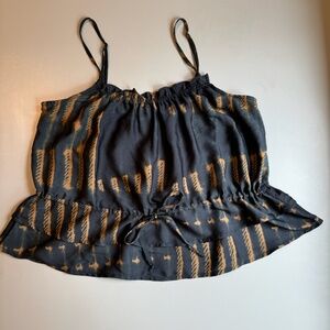 Anthropologie Gray Slate Moonrise Ruffled Pajama Strappy Cami Tank Top